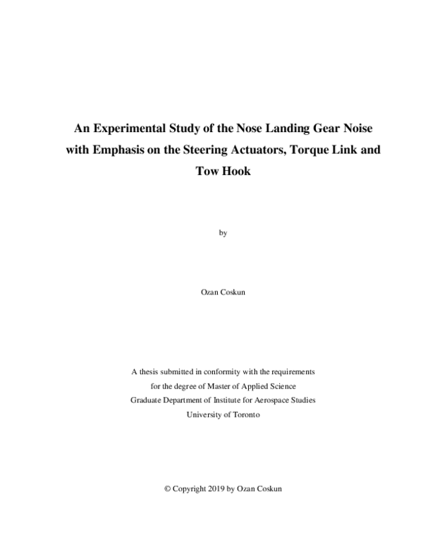 (PDF) An Experimental Study of the Nose Landing Gear Noise with ...
