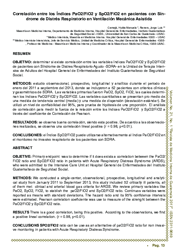 (PDF) Correlación entre los Índices PaO2/FiO2 y SpO2/FiO2 en pacientes ...