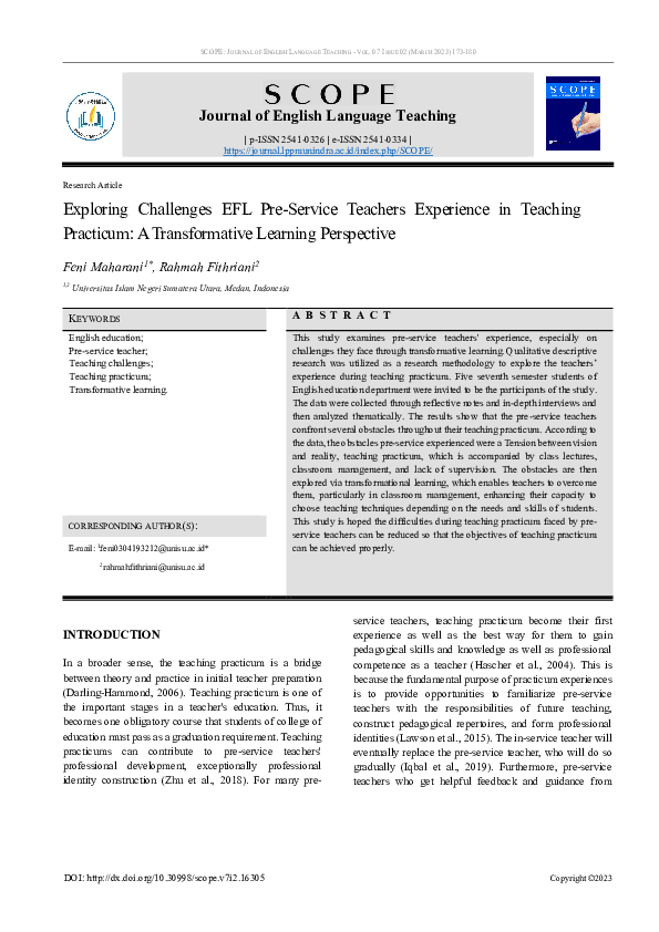 (PDF) Exploring Challenges EFL Pre-Service Teachers Experience in ...