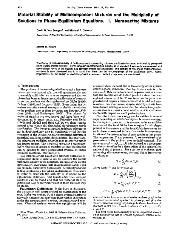 (PDF) Material stability of multicomponent mixtures and the ...