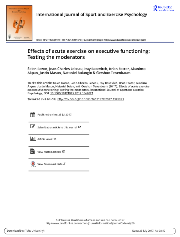 (PDF) Effects of acute exercise on executive functioning: Testing the ...