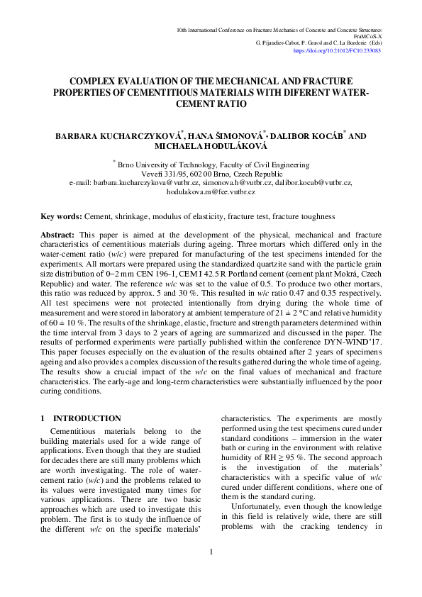 (PDF) Complex evaluation of the mechanical and fracture properties of ...