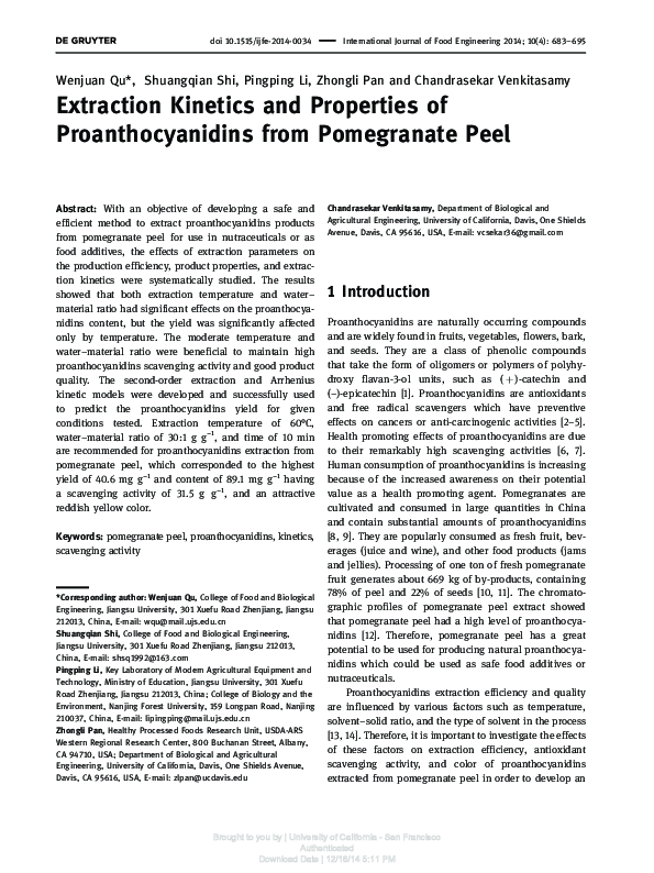 (PDF) Extraction Kinetics and Properties of Proanthocyanidins from ...