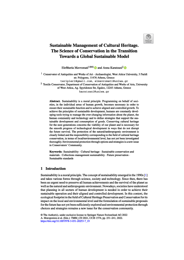 (PDF) Sustainable Management of Cultural Heritage. The Science of ...