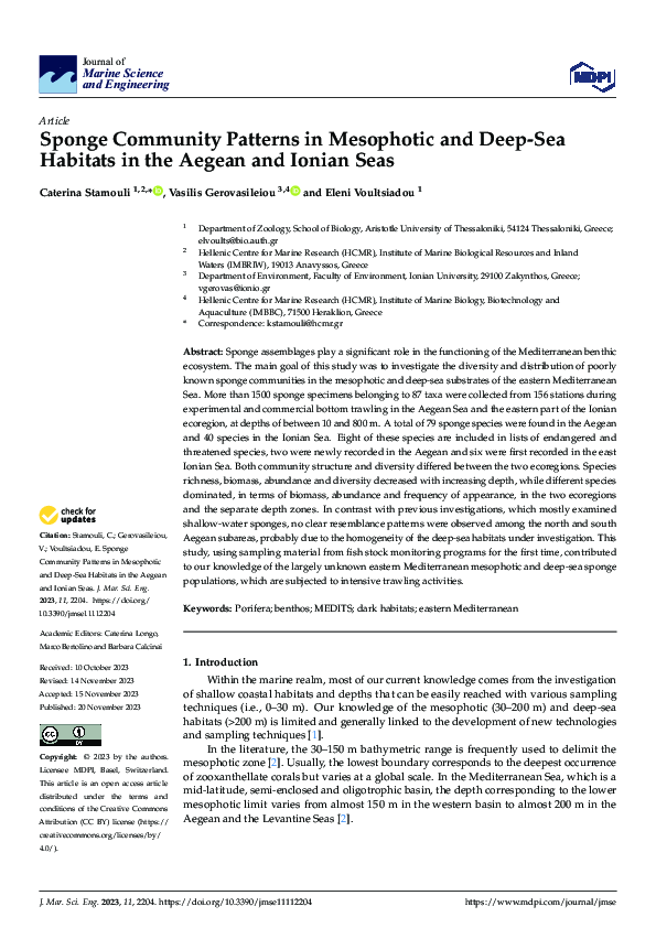 (PDF) Sponge Community Patterns in Mesophotic and Deep-Sea Habitats in ...
