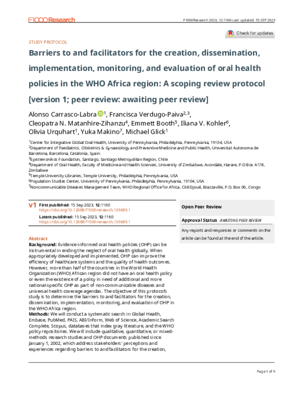 (PDF) Barriers to and facilitators for the creation, dissemination ...