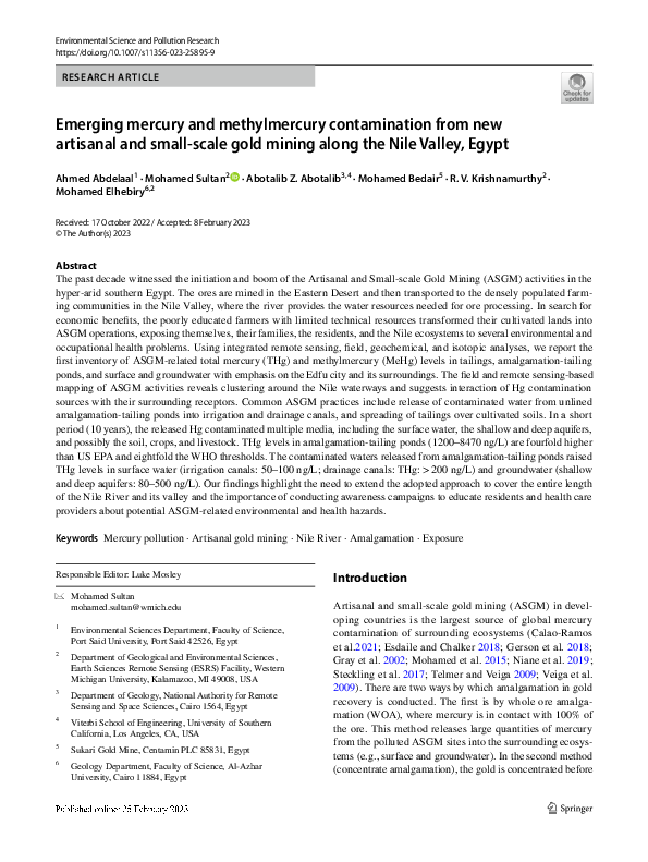 (PDF) Emerging mercury and methylmercury contamination from new ...