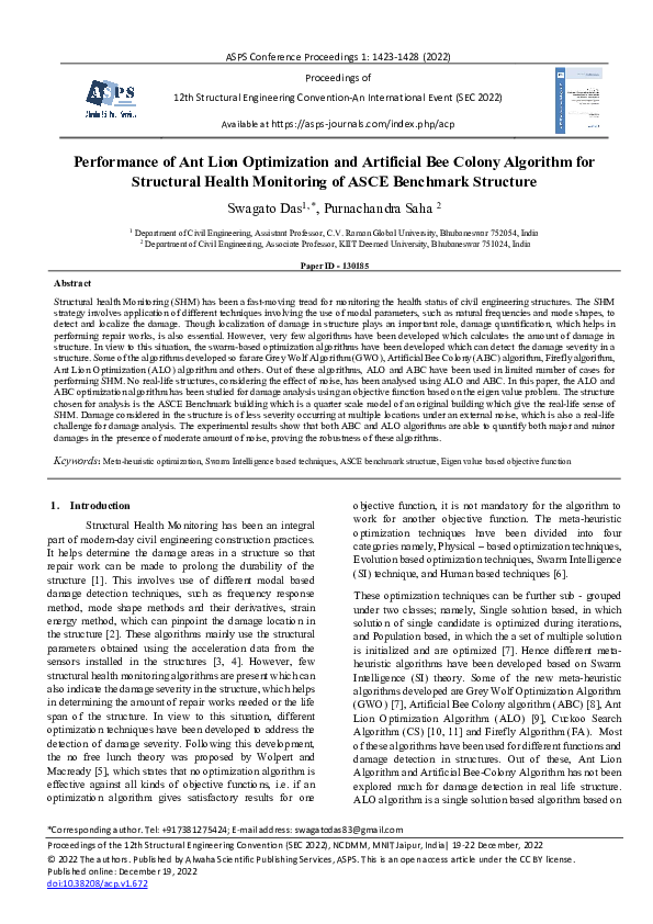 (PDF) Performance of Ant Lion Optimization and Artificial Bee Colony ...