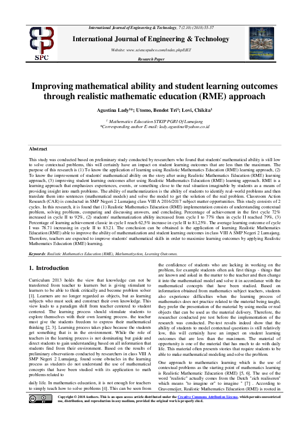(PDF) Improving mathematical ability and student learning outcomes ...