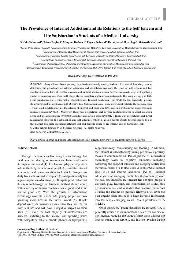 (PDF) The Prevalence of Internet Addiction and Its Relations to the ...