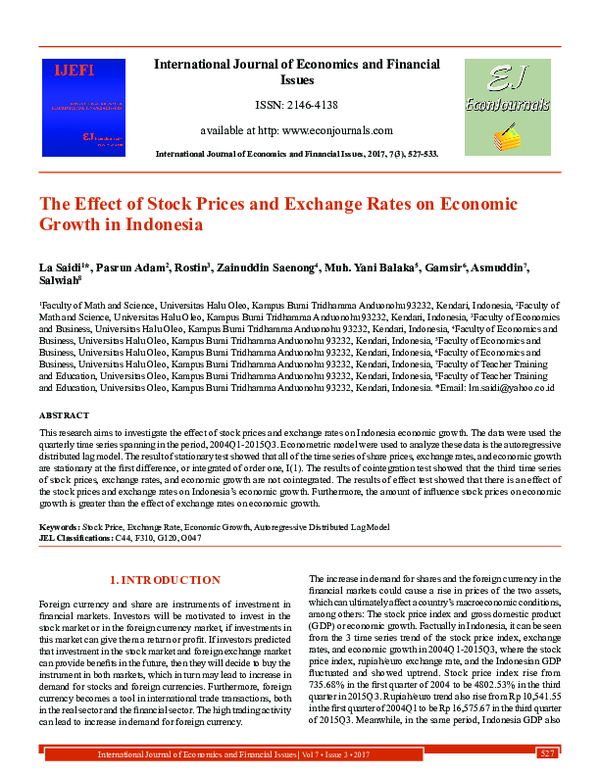 (PDF) The Effect of Stock Prices and Exchange Rates on Economic Growth ...