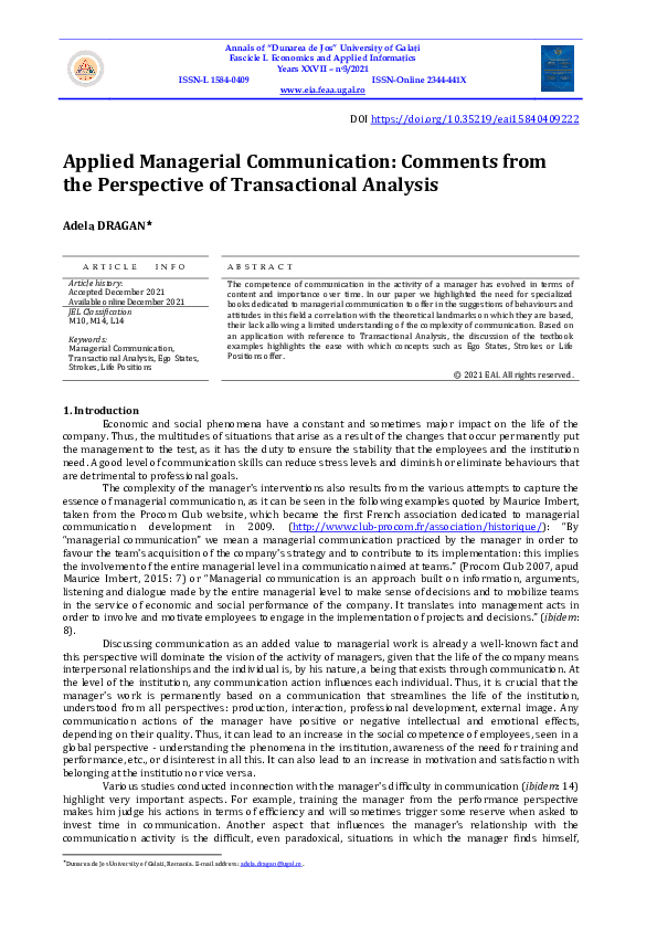 (PDF) Applied Managerial Communication: Comments from the Perspective ...