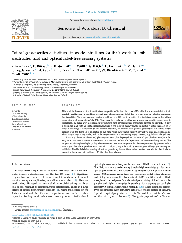 (PDF) Tailoring properties of indium tin oxide thin films for their ...