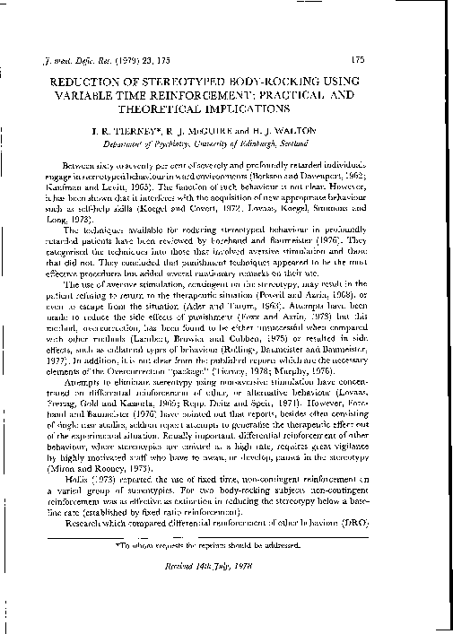 (PDF) Reduction of Stereotyped Body-Rocking Using Variable Time ...