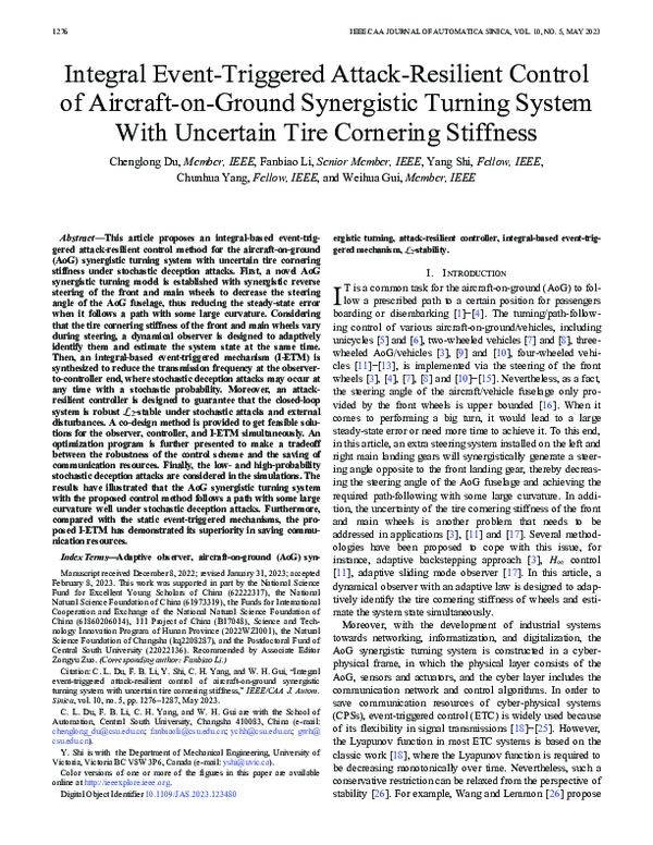 (PDF) Integral Event-Triggered Attack-Resilient Control of Aircraft-on ...