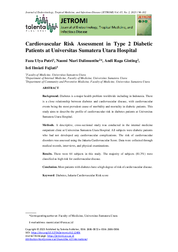 (PDF) Cardiovascular Risk Assessment in Type 2 Diabetic Patients at ...