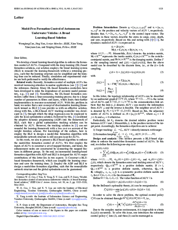 (PDF) Model-Free Formation Control of Autonomous Underwater Vehicles: A ...