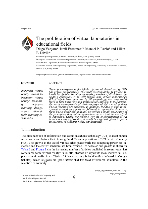 (PDF) The proliferation of virtual laboratories in educational fields