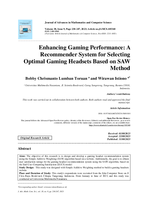 (PDF) Enhancing Gaming Performance: A Recommender System for Selecting ...