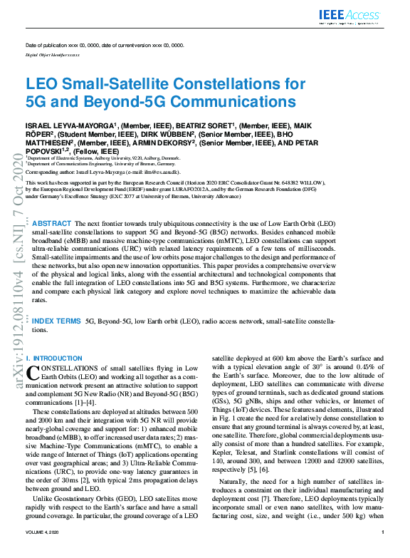 (PDF) LEO Small-Satellite Constellations for 5G and Beyond-5G ...