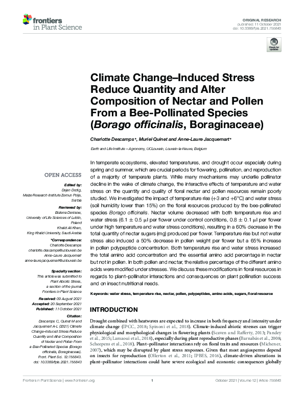 (PDF) Climate Change–Induced Stress Reduce Quantity and Alter ...