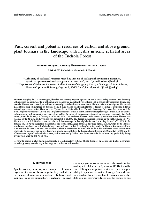 (PDF) Past, current and potential resources of carbon and above-ground ...