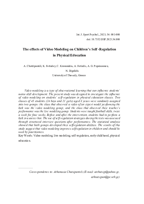 (PDF) The effects of Video Modeling on Children's Self -Regulation in ...