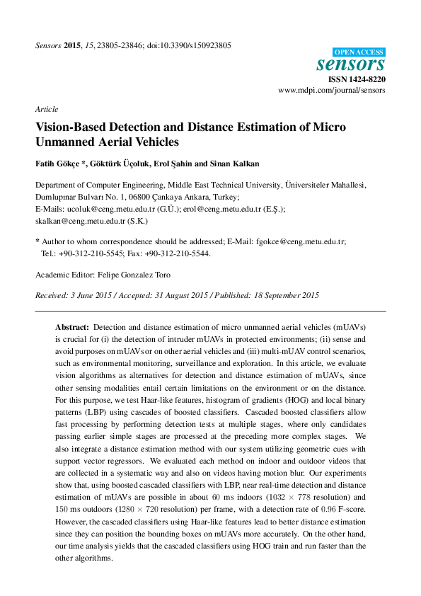 (PDF) Vision-Based Detection and Distance Estimation of Micro Unmanned ...