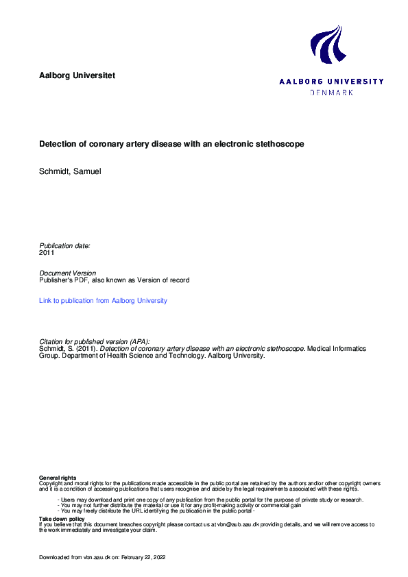 (PDF) Detection of coronary artery disease with an electronic stethoscope