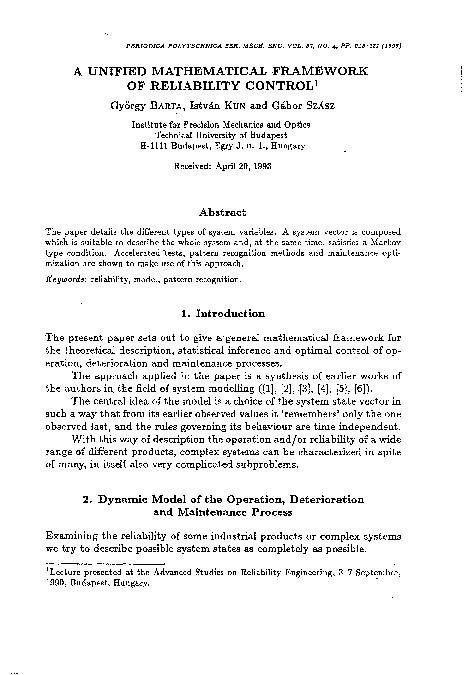 (PDF) A Unified Mathematical Framework of Reliability Control