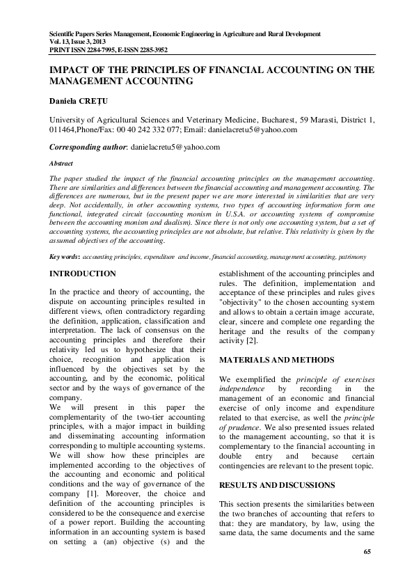 (PDF) Impact of the principles of financial accounting on the ...
