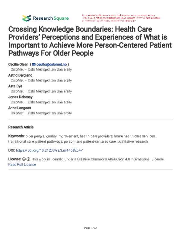 (PDF) Crossing Knowledge Boundaries: Health Care Providers’ Perceptions ...