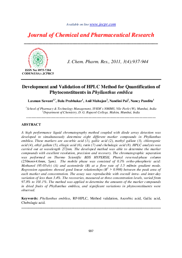 (PDF) Development and Validation of HPLC Method for Quantification of ...