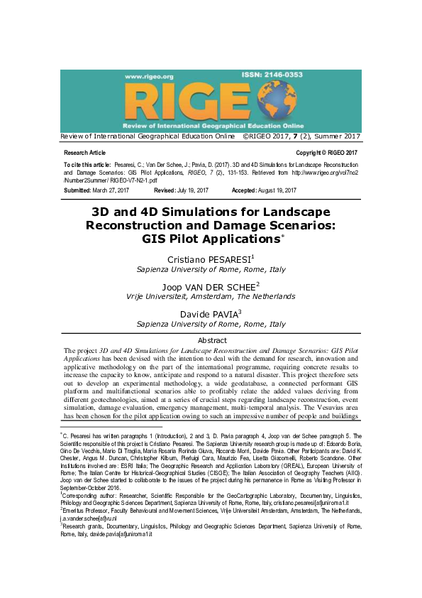 (PDF) 3D and 4D Simulations for Landscape Reconstruction and Damage ...