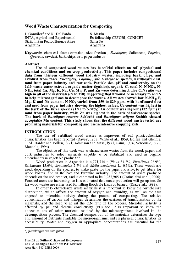 (PDF) Wood Waste Characterization for Composting
