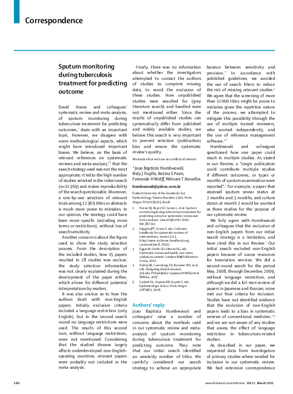 (PDF) Sputum monitoring during tuberculosis treatment for predicting ...