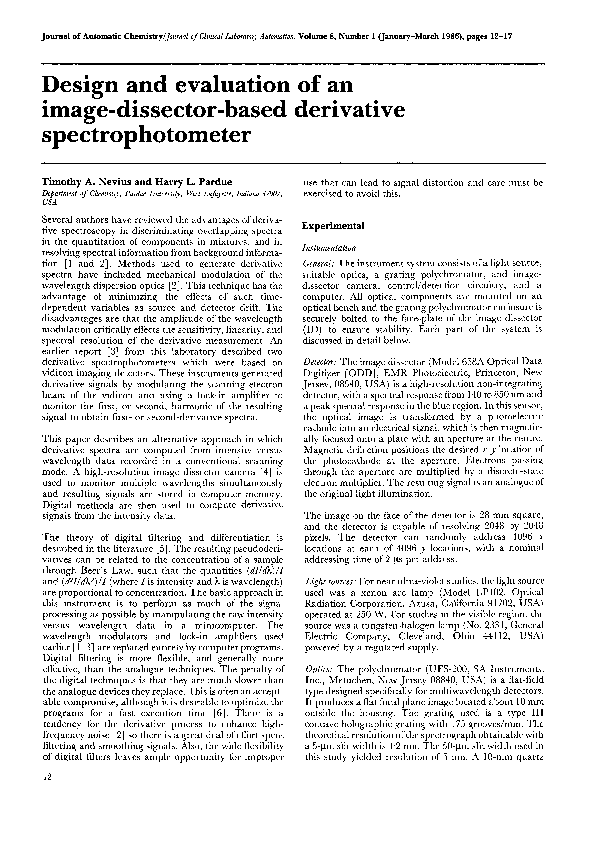 (PDF) Design and Evaluation of an Image Dissector-Based Derivative ...