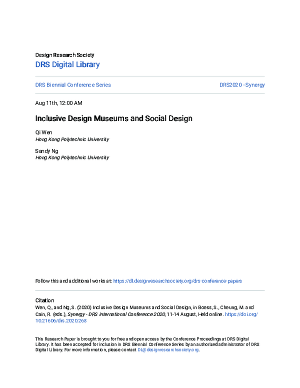 (PDF) Inclusive Design Museums and Social Design