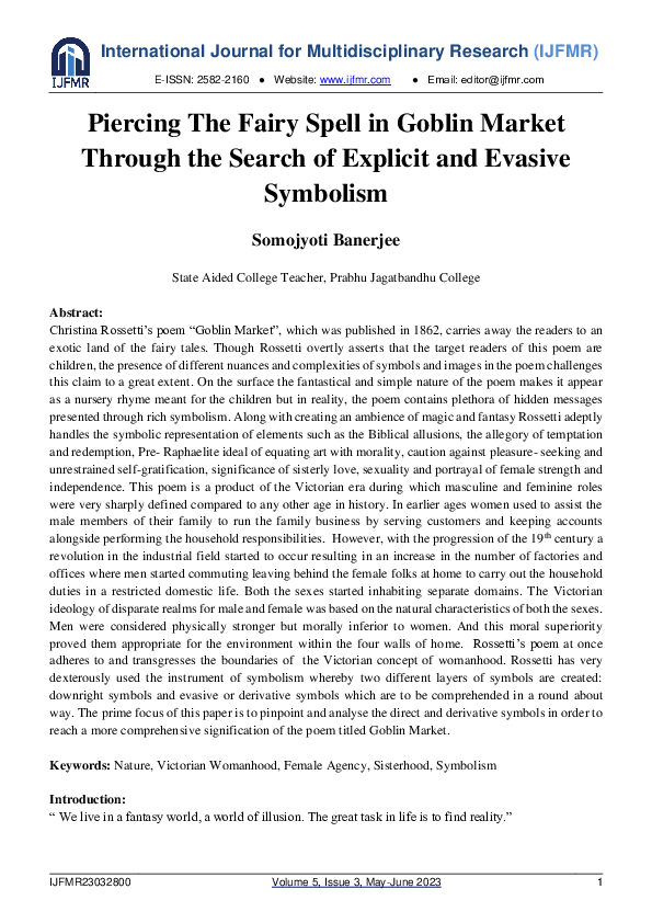 (PDF) Piercing the Fairy Spell in Goblin Market through the search of ...