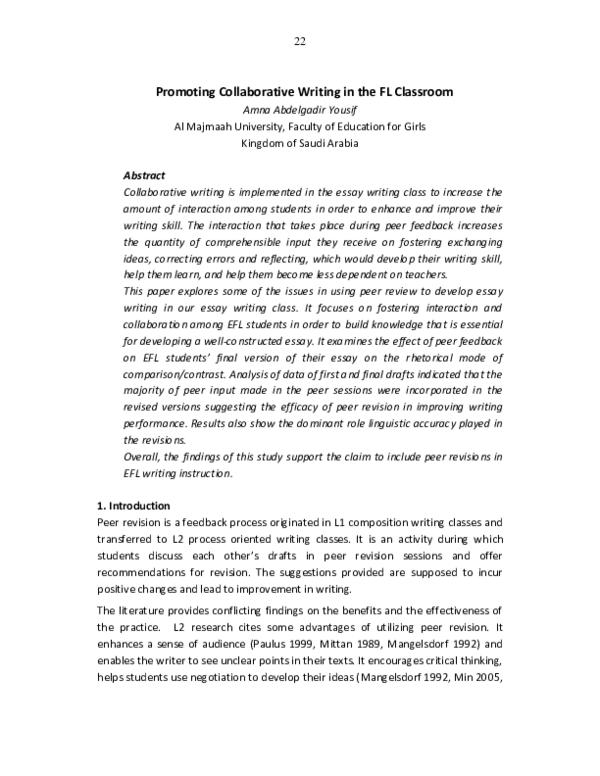 (PDF) Promoting Collaborative Writing in the FL Classroom