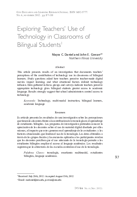 (PDF) Exploring Teachers' Use of Technology in Classrooms of