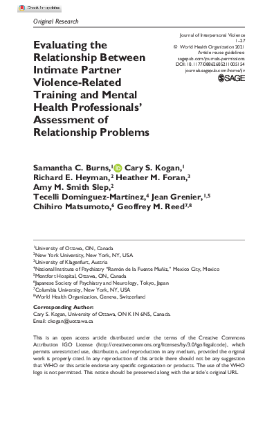 (PDF) Evaluating the Relationship Between Intimate Partner Violence ...