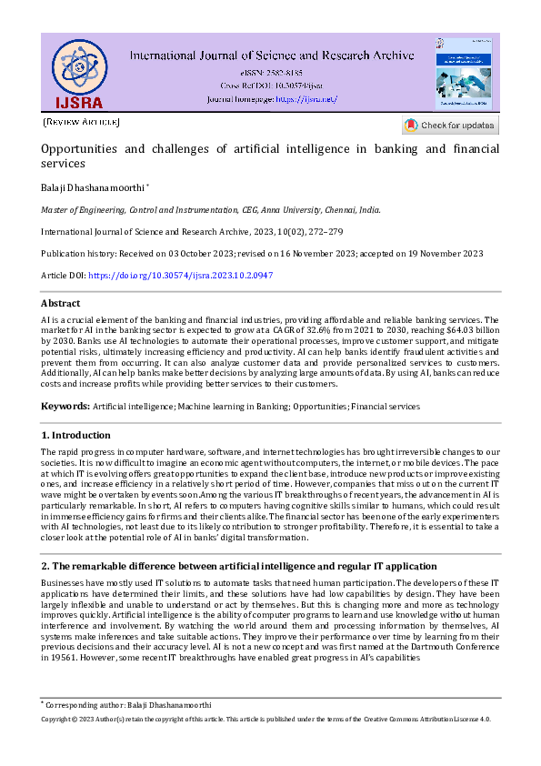 (PDF) Opportunities and challenges of artificial intelligence in ...