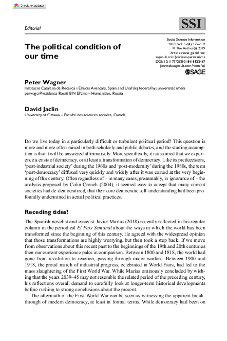 (PDF) The political condition of our time