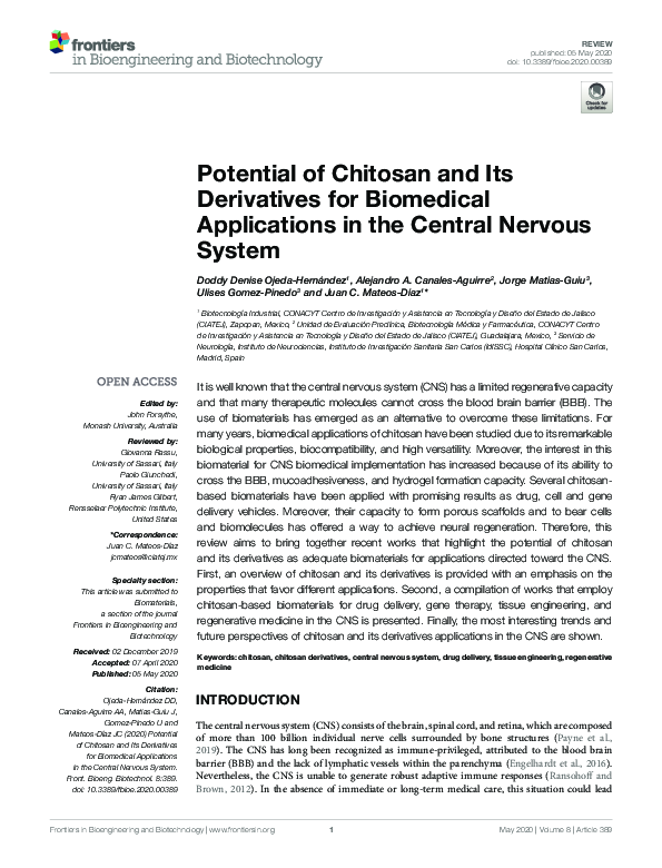 (PDF) Potential of Chitosan and Its Derivatives for Biomedical ...