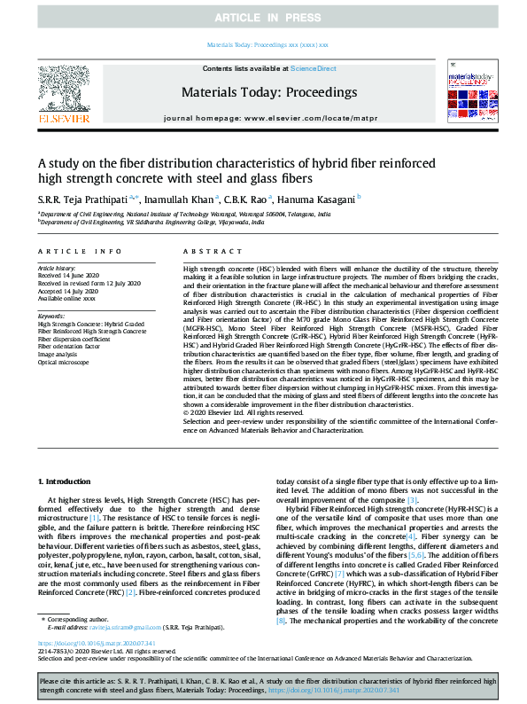 (PDF) A study on the fiber distribution characteristics of hybrid fiber ...