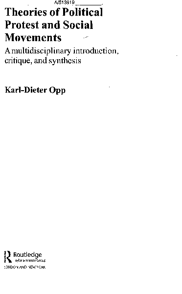 (PDF) Theories of Political Protest and Social Movements
