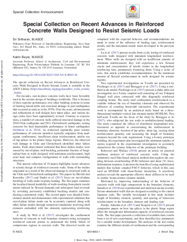 (PDF) Special Collection on Recent Advances in Reinforced Concrete ...