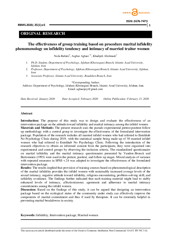 (PDF) The effectiveness of group training based on procedure marital ...