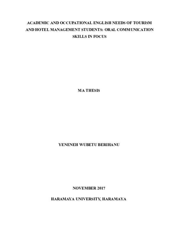(PDF) ACADEMIC AND OCCUPATIONAL ENGLISH NEEDS OF TOURISM AND HOTEL ...